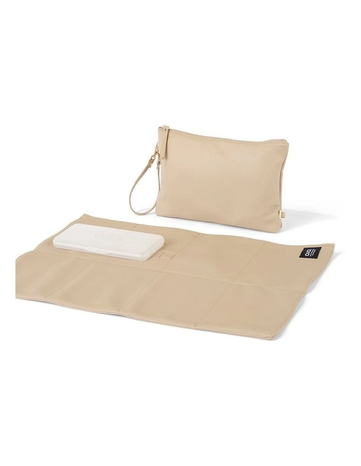 Vegan Leather Nappy Changing Pouch in Oat