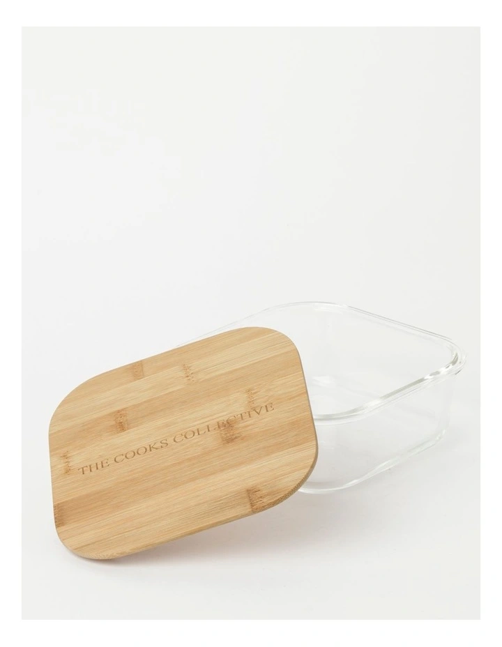 Square Storage Canister with Lid 1200ml in Bamboo/Glass