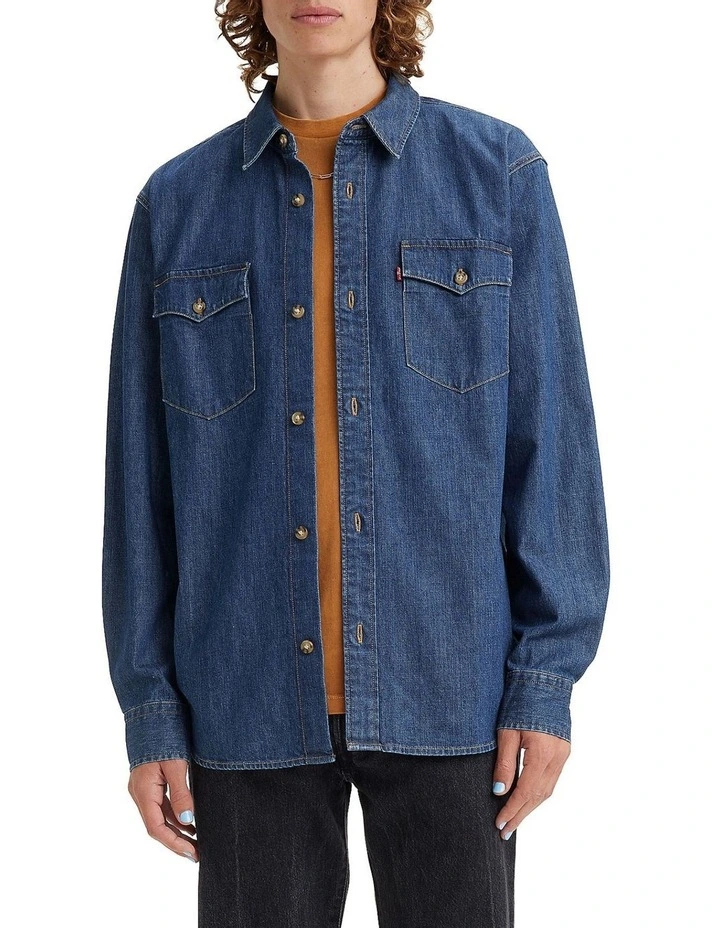 Relaxed Fit Western Shirt in Blue