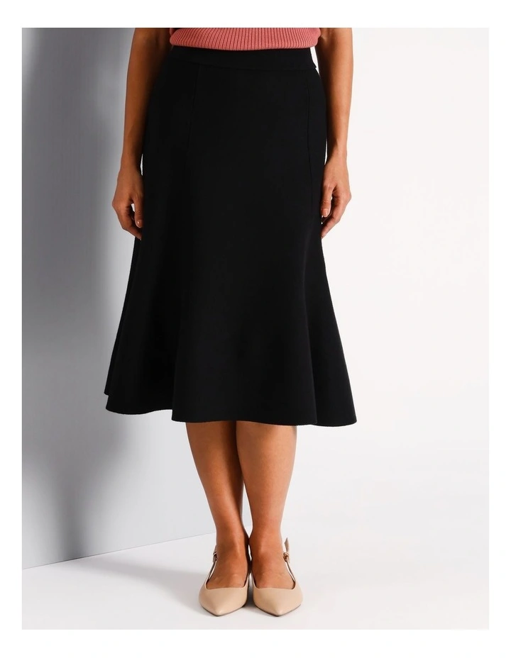 A Line Double Faced Knit Skirt in Black