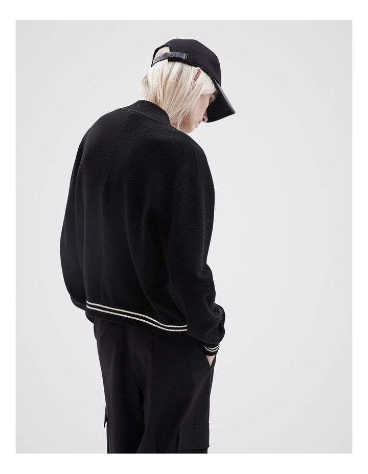 Collegiate Bomber Jacket in Black