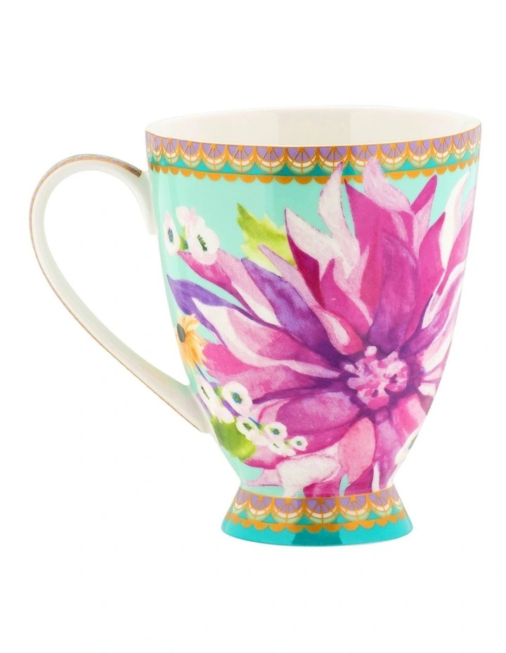 Teas & C's Dahlia Daze Footed Mug 300ml Gift Boxed in Multi