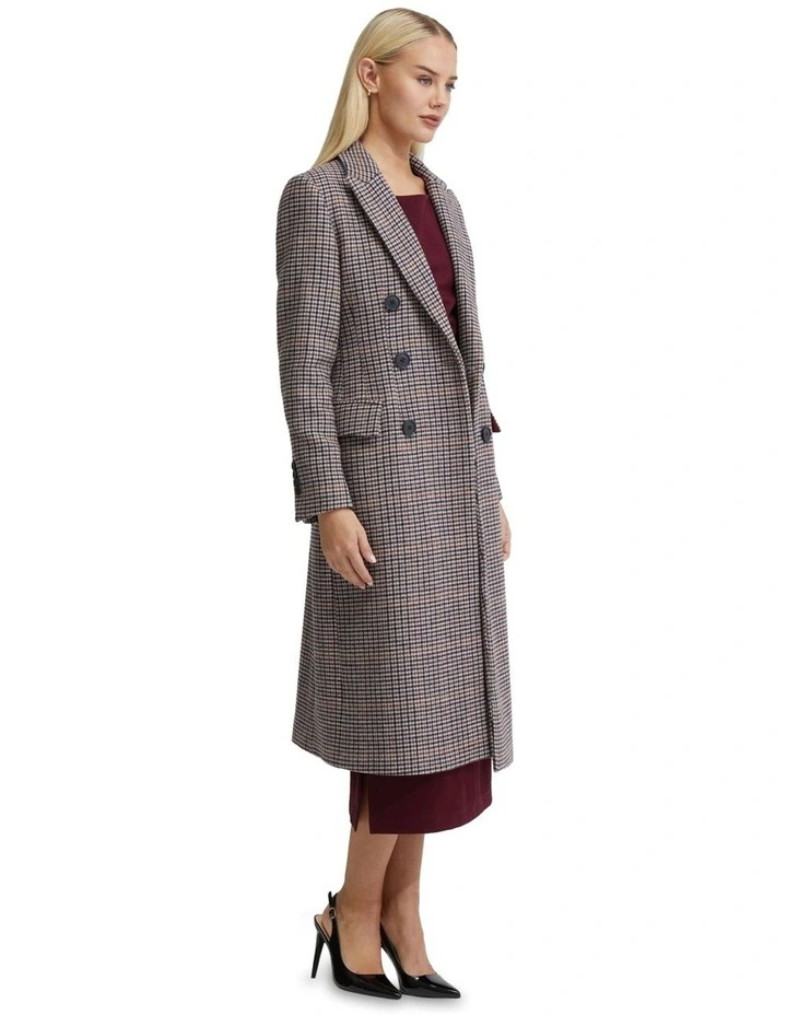 Lily Wool Rich Coat in Plum Multi