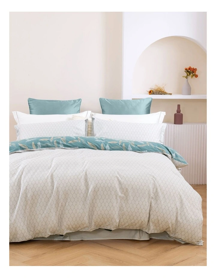 Foxtail Cotton Reversible Quilt Cover Set in Blue