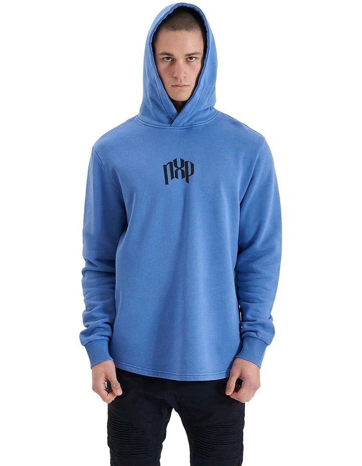 Rubble Hooded Dual Curved Sweater in Pigment Dutch Blue