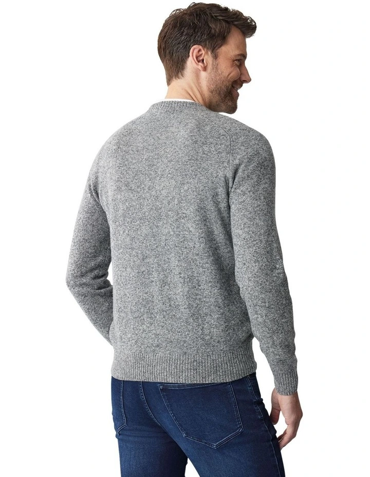 Lambswool Crew Neck Knit in Grey Mix