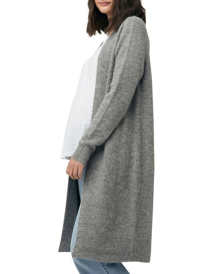 Linda Longline Knit Cardigan in Charcoal Marle