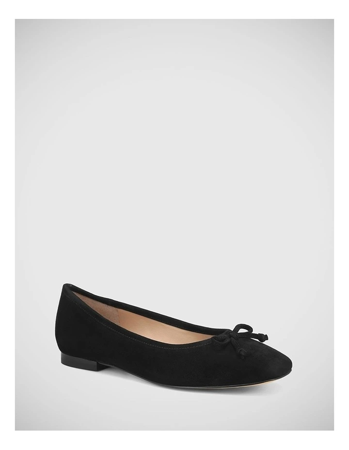 Aleisha Suede Leather Flat in Black