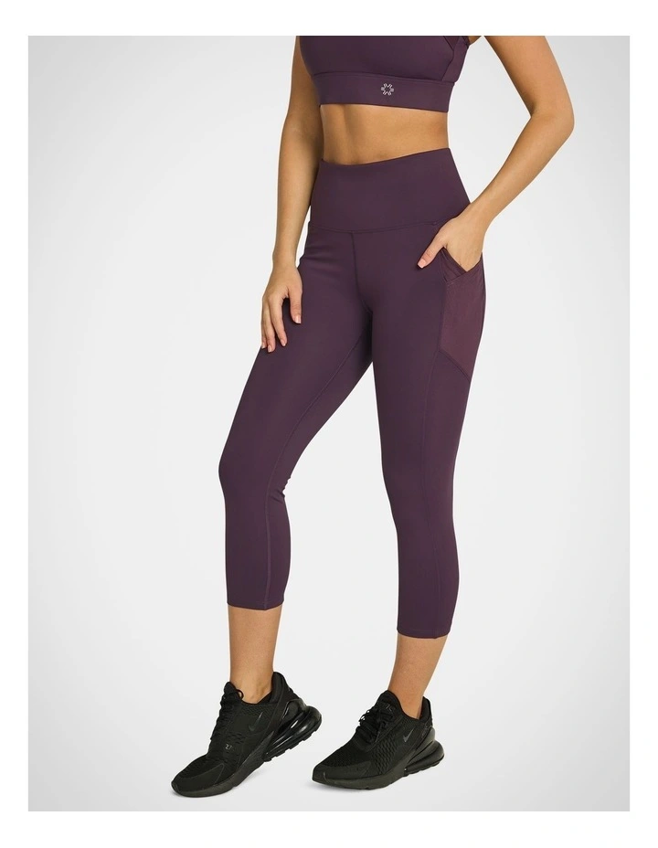 Mesh Cross Pocket 7/8 Tights Eggplant in Purple