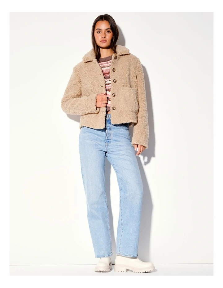 Recycled Teddy Jacket in Camel