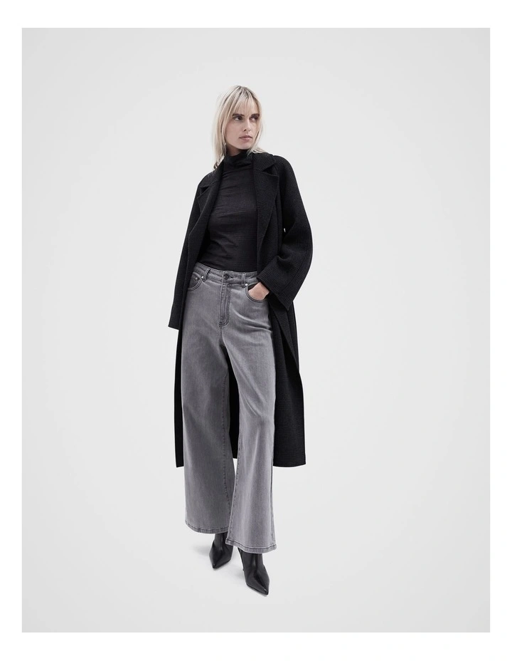 Check High Neck Top in Black Ptnt