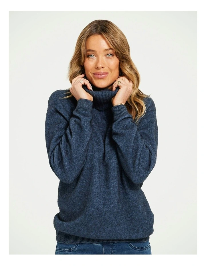 Possum Roll Neck Jumper in Blue