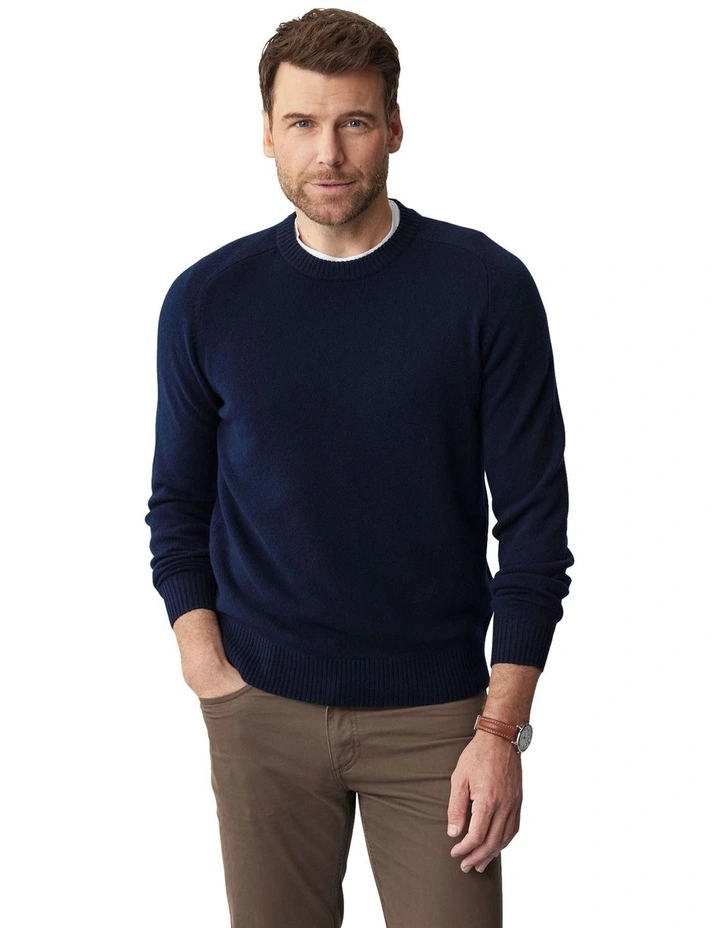 Lambswool Crew Neck Knit in Navy