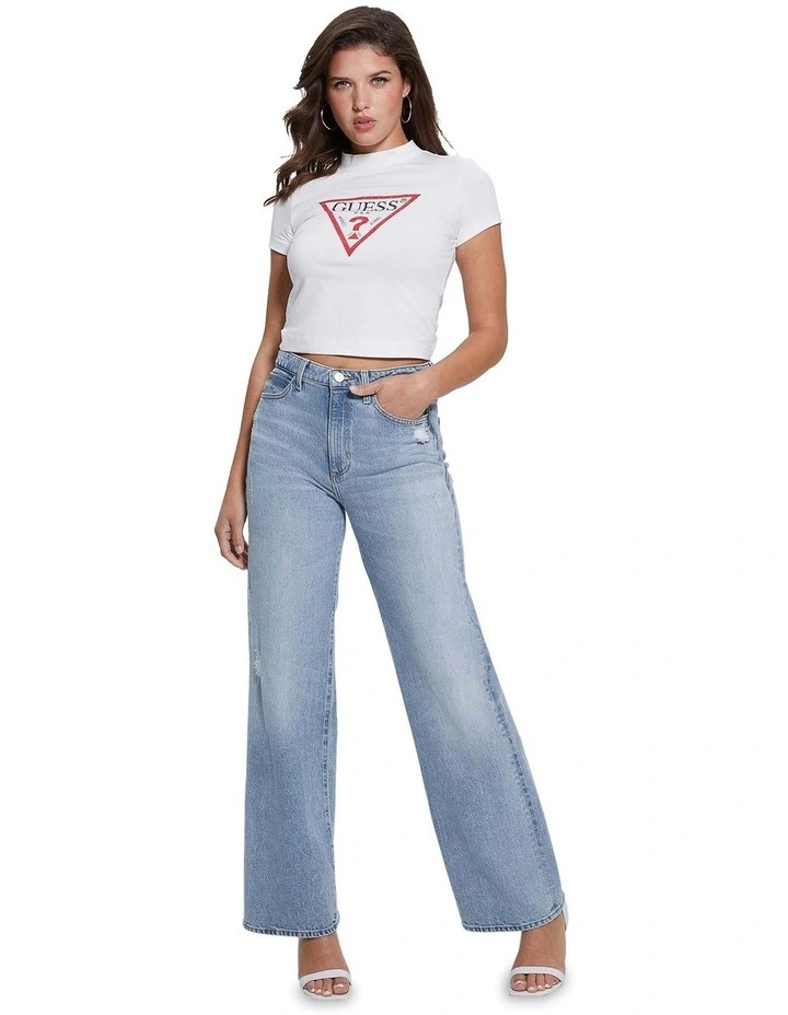 Triangle Strass T-shirt in Pure White
