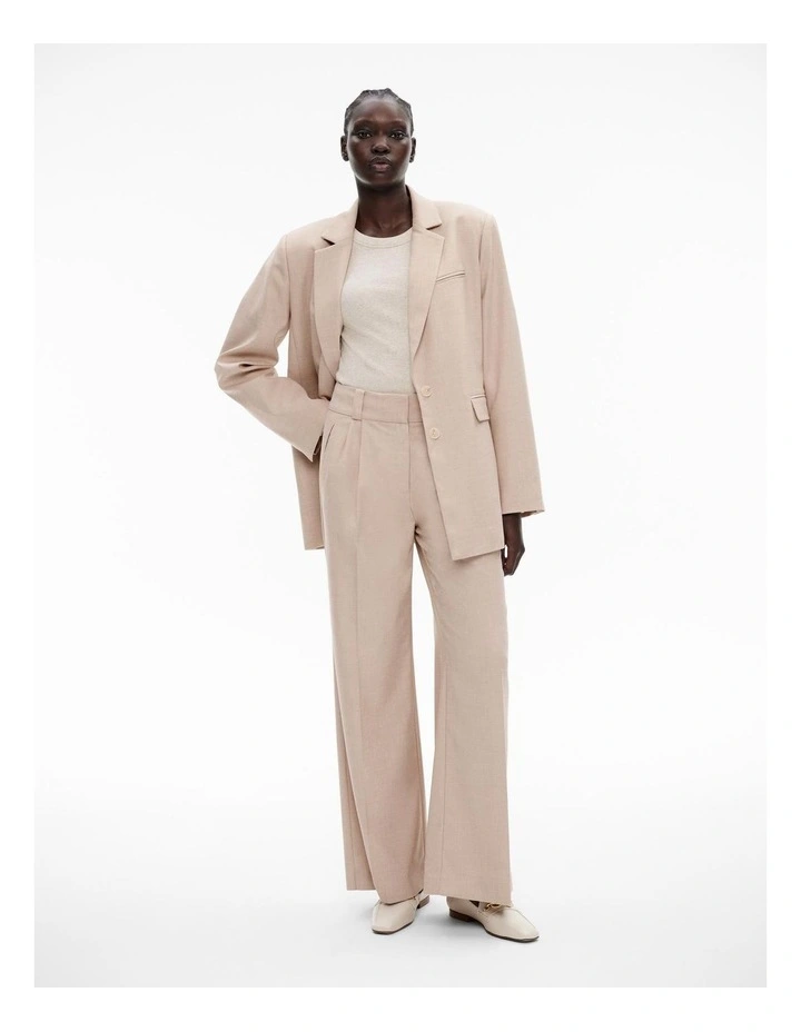 Cotton Long Sleeve Rib Top in Oatmeal Marle