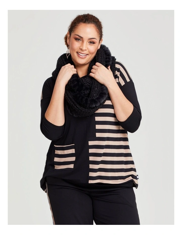 Fur Trim Snood in Black