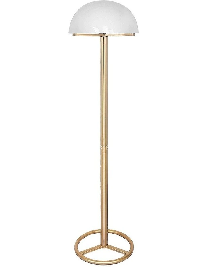 Metal Floor Lamp with White Acrylic Shade in Gold
