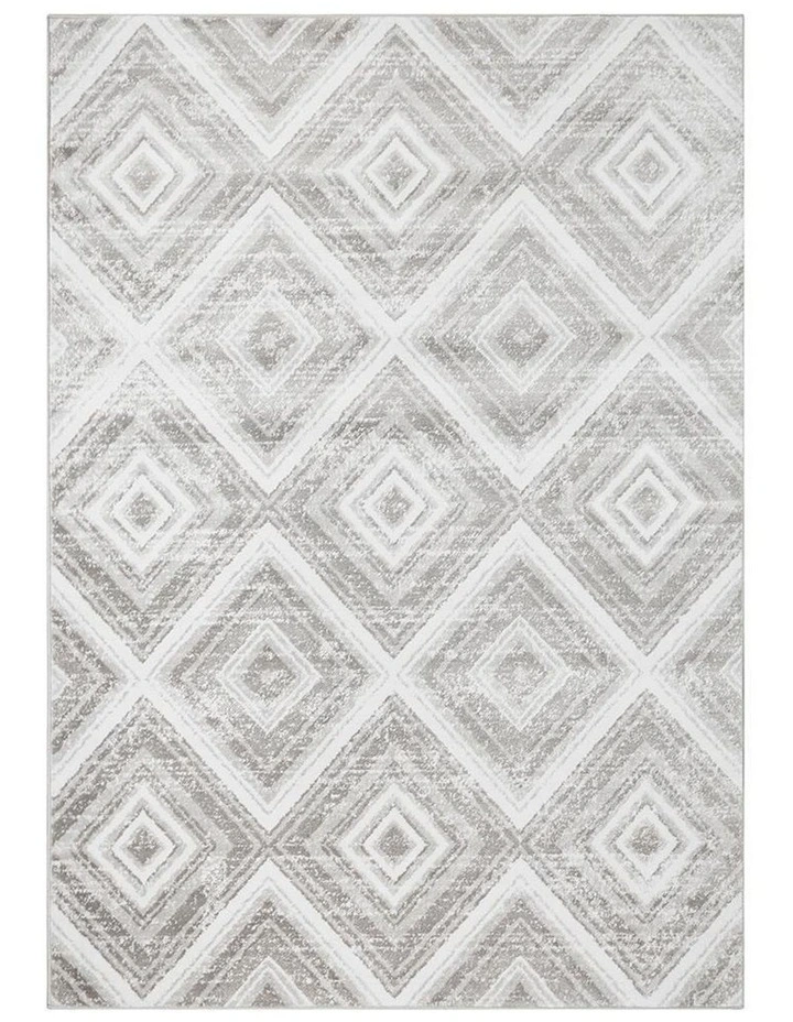 Sabrina Geo Diamonds Rug in Silver Grey