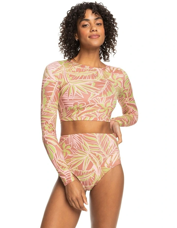 Cropped Long Sleeve Rash Vest in Quartz Rose