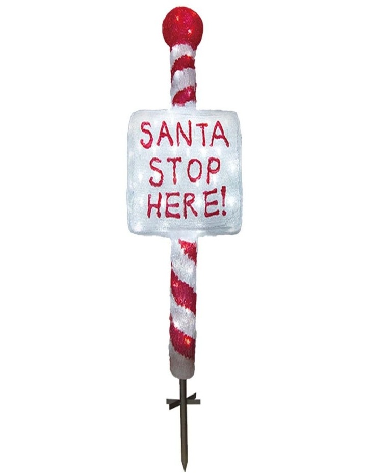 Acrylic Santa Stop Here Sign with Metal Floor Sticker H100cm
