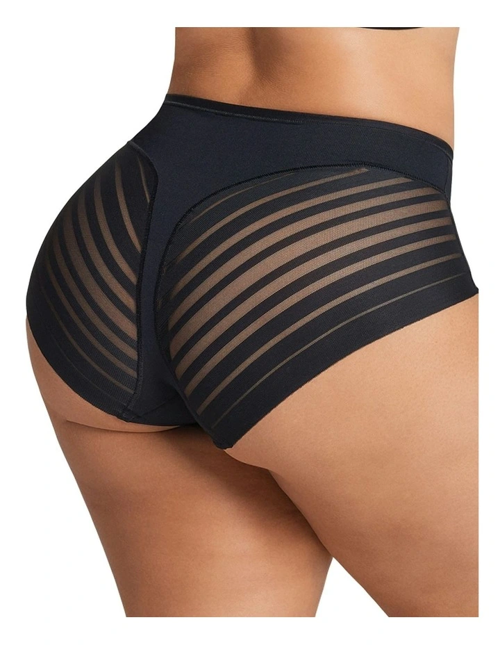 Lace Stripe Undetectable Seamless Shaping Brief in Black
