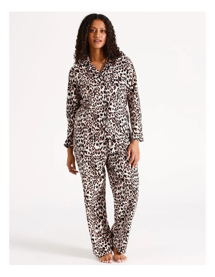 Flannelette Pyjama Set in Leopard Skin