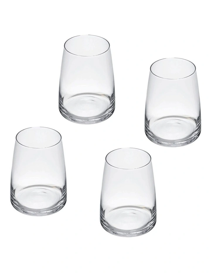 Palermo Stemless Glass 4 Piece Set in Clear/Black