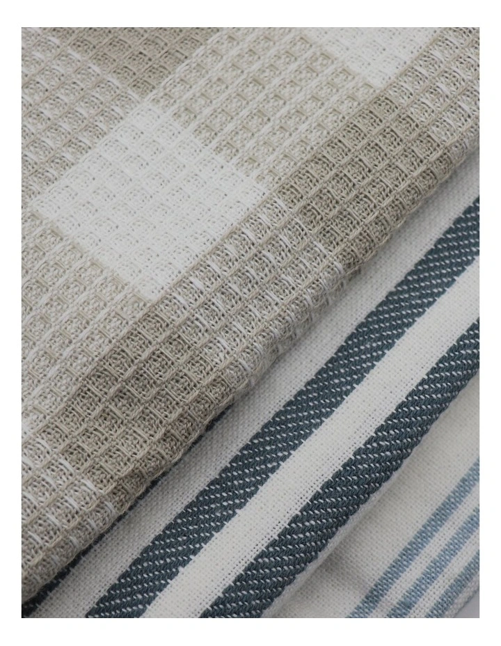 Noosa Stripe Tea Towel Pack of 3 in Multi