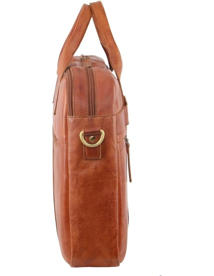 Rustic Leather Computer Bag in Cognac
