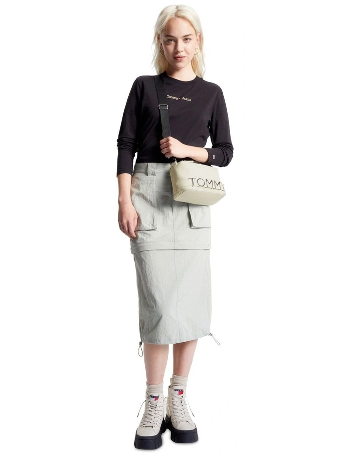 Bold Logo Camera Bag in Beige
