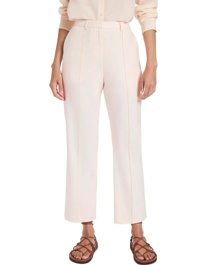 Saxon Cropped Linen Pant in Cream