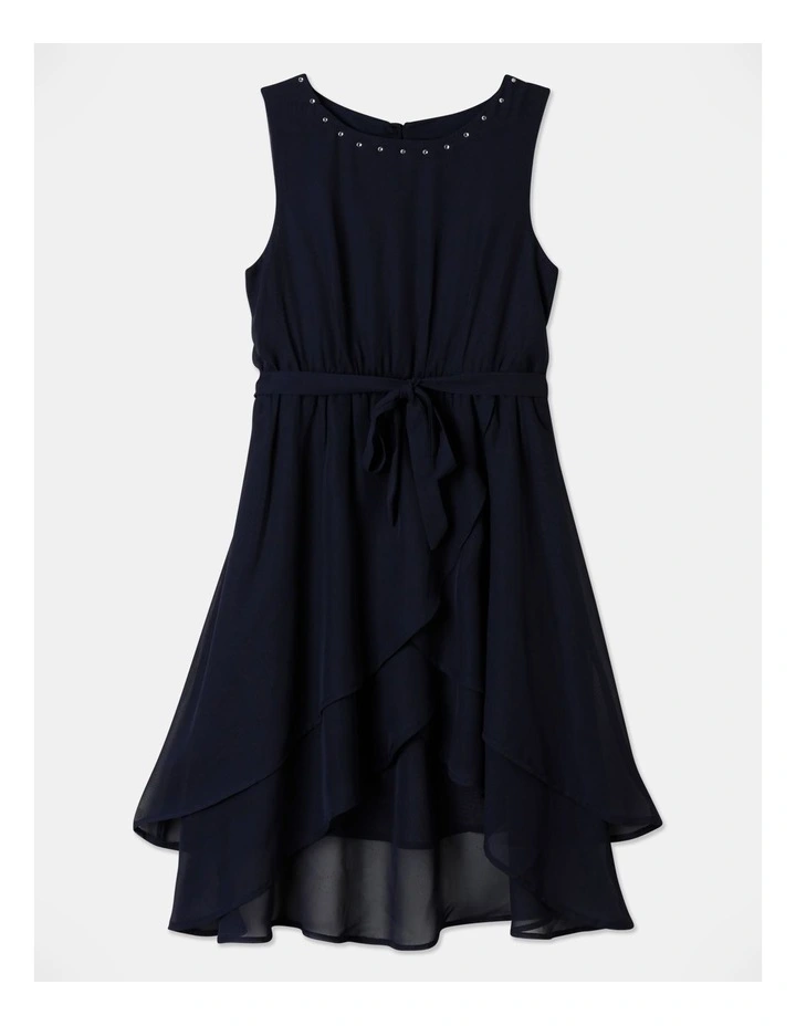Layered Chiffon Dress In Navy