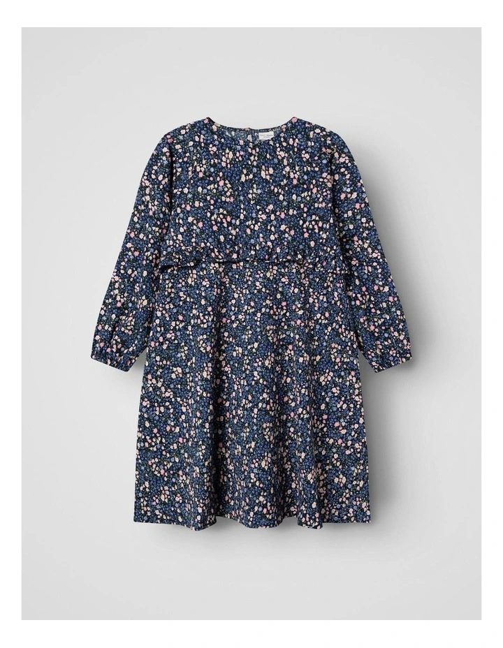 Vifine Long Sleeve Floral Dress in Dark Sapphire
