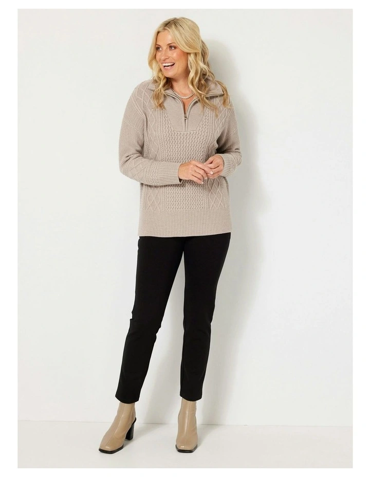 Delphine 1/4 Zip Sweater in Tan