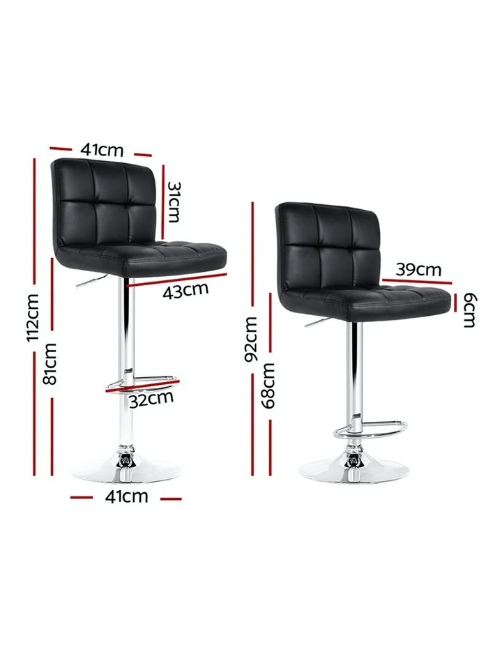Leather Noel Bar Stools 2x in Black