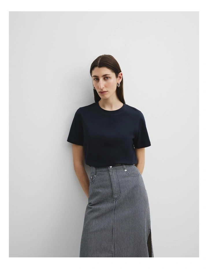 Mercerised Slim T-shirt in Deep Navy