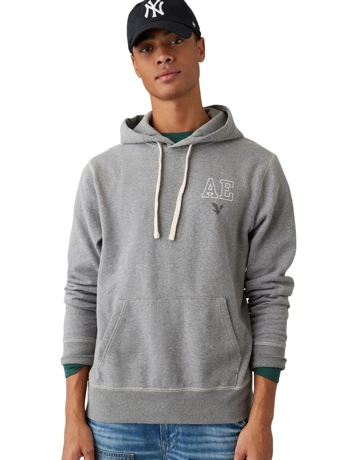 Super Soft Graphic Hoodie in Grey Heather