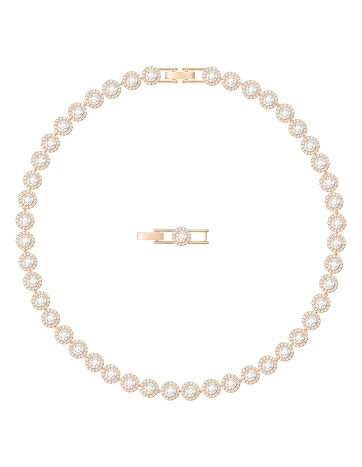 Angelic Necklace Round Cut Rose Gold-Tone Plated in White