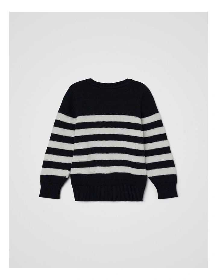 Simon Striped Knit Sweater in Dark Sapphire