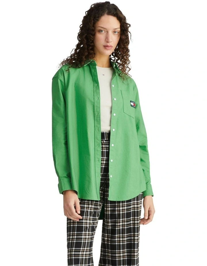 Badge Boyfriend Shirt in Green