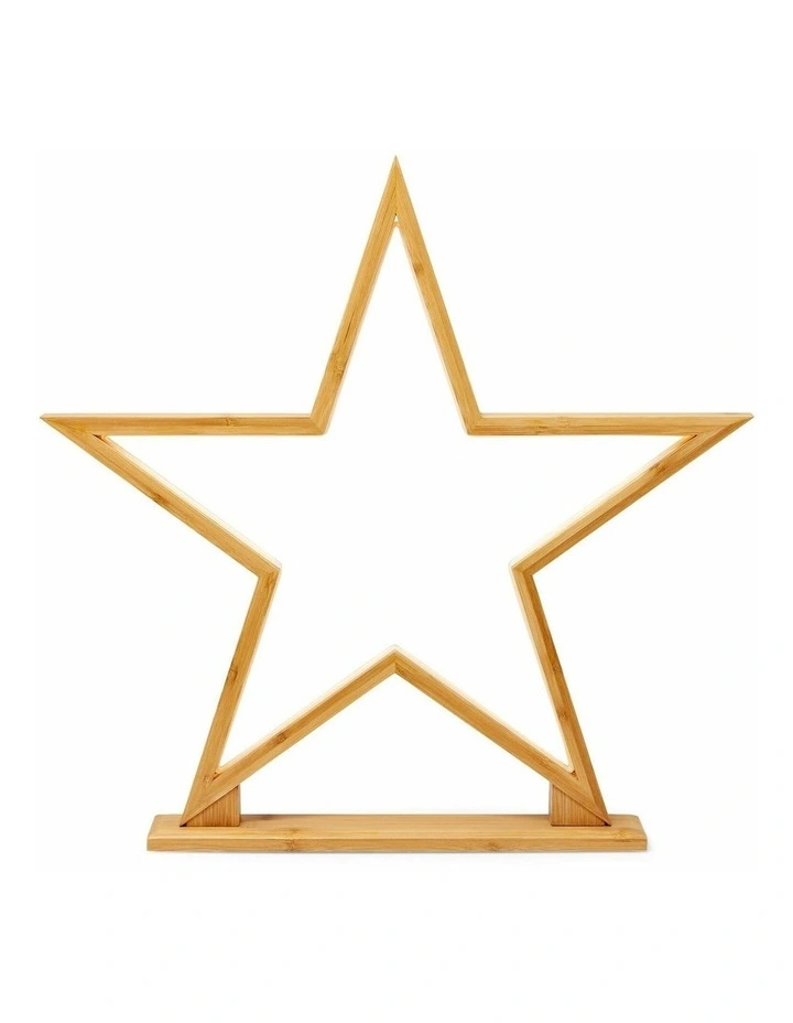 Large Bamboo Star LED Table Lamp 52cm in Natural