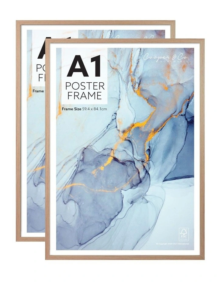 A1 Poster Photo Frames Set of 2 in Oak