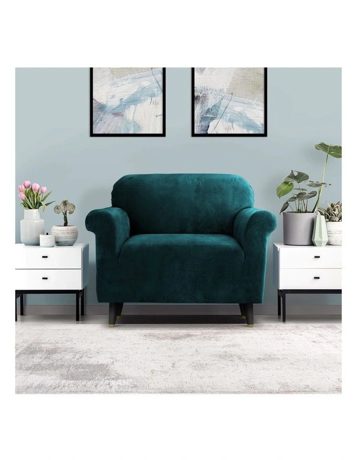 Sofa Cover Couch Covers Velvet 1 Seater in Agate Green