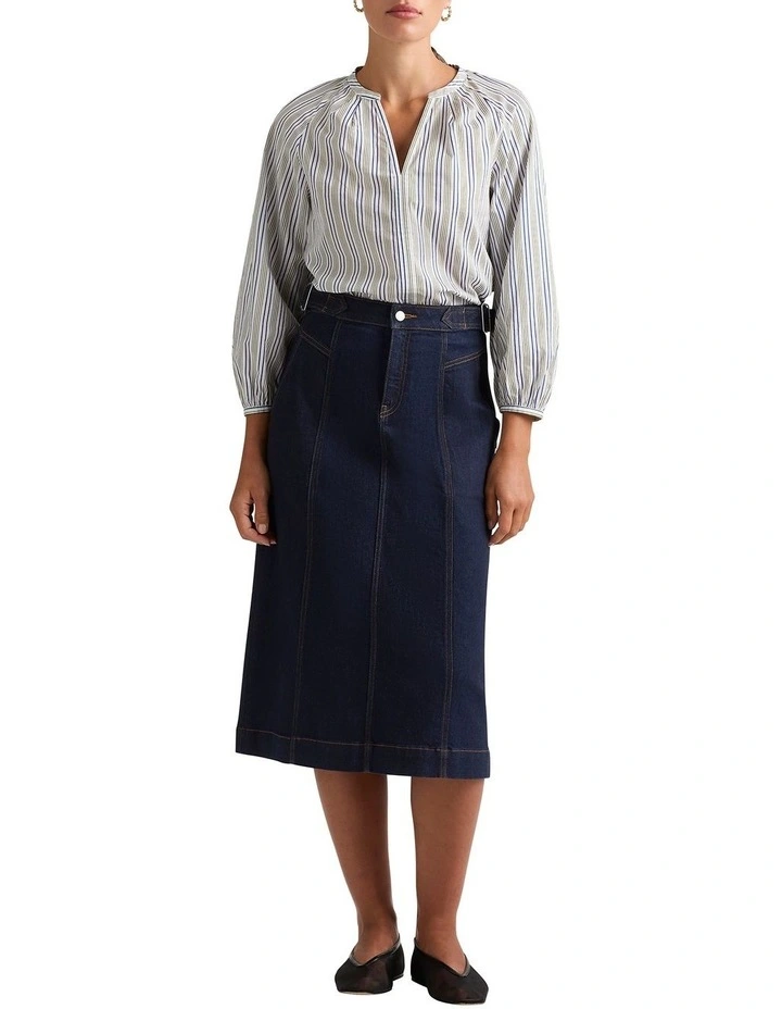 Kairi Striped Cotton Blouse in White Stripe