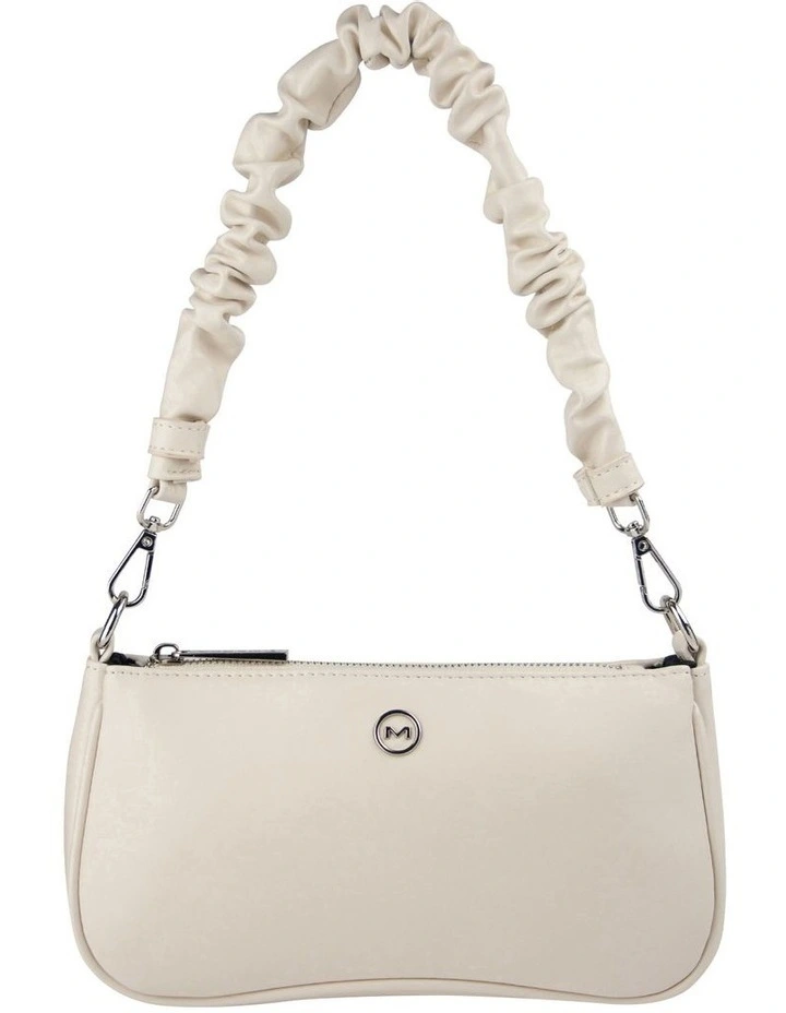 Carly Ruched Strap Shoulder Bag in Cream