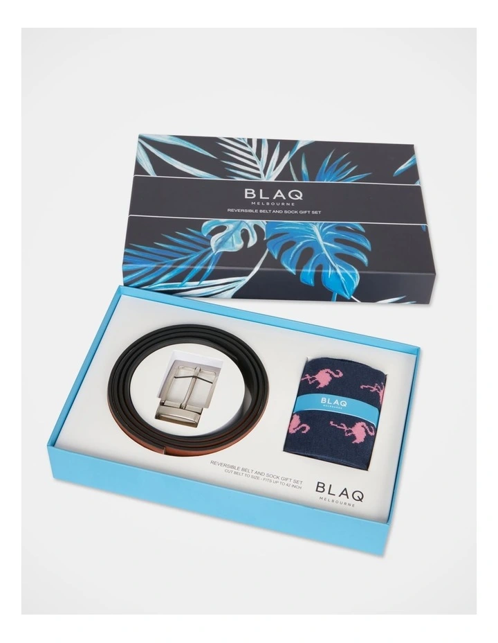 Belt & Sock Gift Set in Navy