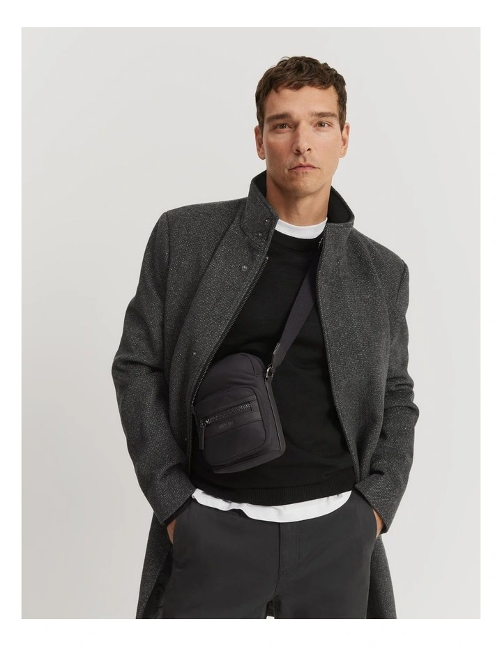 Recycled Polyester Crossbody Bag in Black
