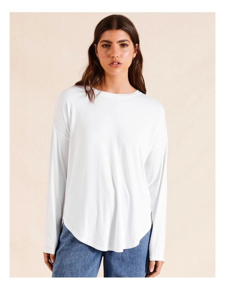 Long Sleeve Bamboo Tee in White