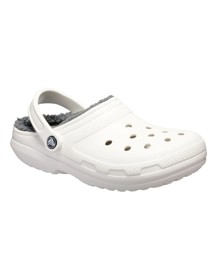 Classic Lined Clog Slides in White
