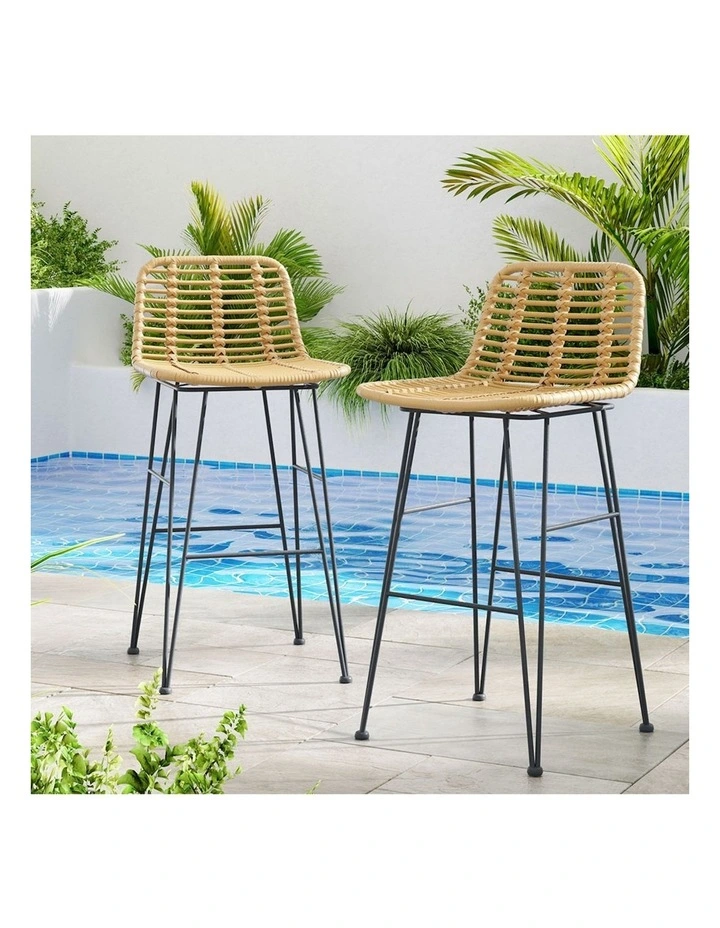 Wicker Outdoor Bar Stools in Brown